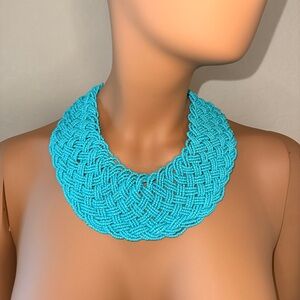 Turquoise Beaded Bib Statement Necklace NWOT | Chunky Boho Summer Jewelry